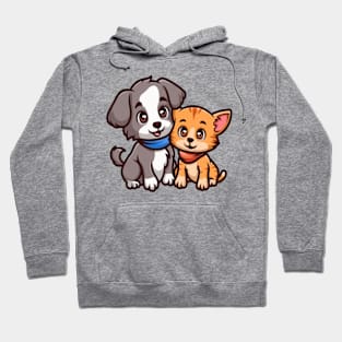 Cute cat and dog friendship Hoodie